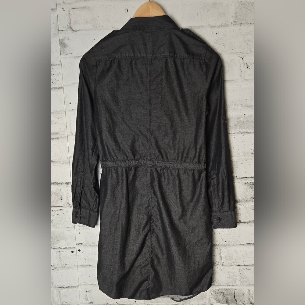 GAP Charcoal Shirt Dress Button Down Tie Waist XS - Picture 5 of 12